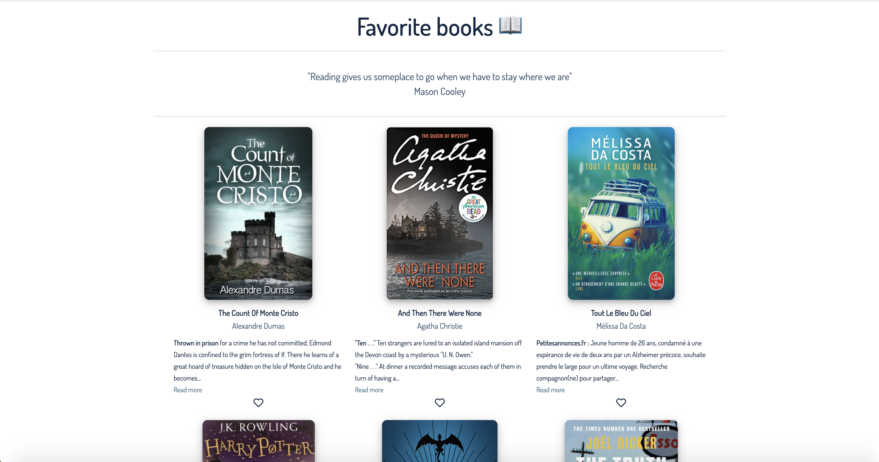 Picture of favorite books project